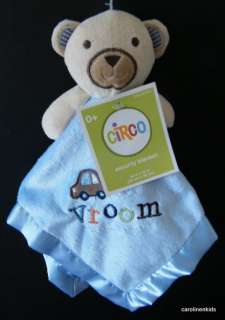 New Circo Tan Bear Vroom Car Light Blue Baby Lovey Security Blanket 