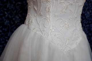 FIXER White Tulle Embroidered Strapless Princess Wedding Dress  