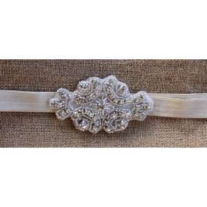  Antique Cream Jeweled Flower Headband Beauty