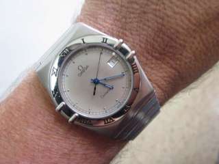 Nice Thin Omega Constellation Date Solid Stainless Steel Mens Watch 