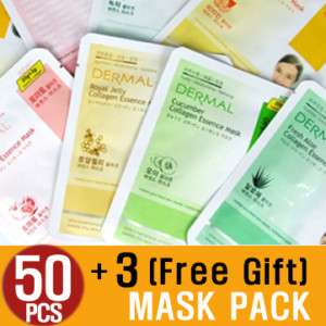 Essence Mask Pack Facial Sheet 23g 50+3pcs Dermal Korea  
