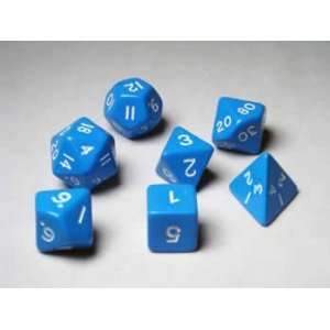  Blue/White Opaque (Set of 7 Dice) Toys & Games