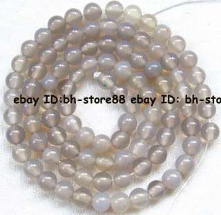Natural Grey Agate Round Beads 4mm 15  