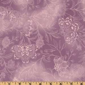  44 Wide La Scala Floral Sketches Pansy/Purple Fabric By 