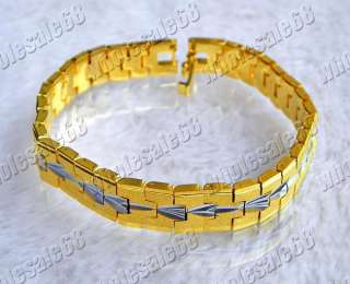 wholesale lots 5pcs golden stainless steel man chain bracelet  