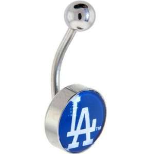   League Baseball Logo CURVED Belly Ring   Los Angeles Dodgers Jewelry