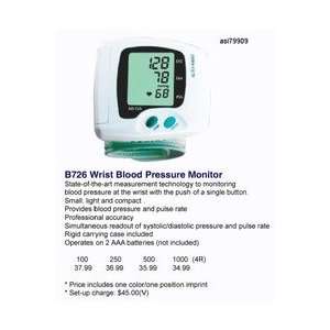 B726    Wrist Blood Pressure Monitor, Pulse Rate / Heart Rate Monitor 