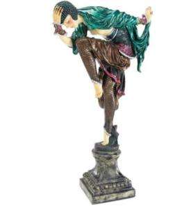 Art Deco Ankara Graceful Dancer Color Statue Sculpture  