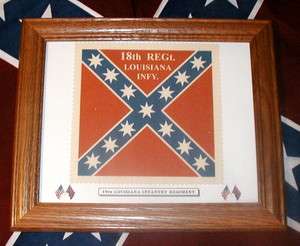 Framed Confederate Flag, Civil War Flag, 18th Louisiana Infantry Flag 