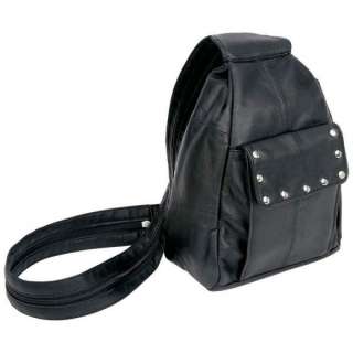 Solid Lambskin Black Leather Biker Backpack Purse Bag  