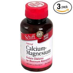  Schiff Natural Calcium Magnesium Tablets, 180 Count (Pack 