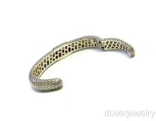 Diamond 14K Gold Sterling Silver Bangle Cuff Wide Heavy Snake Bracelet 