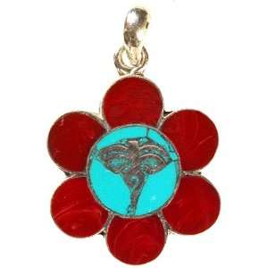  Swayambhunath Eyes Inlay Pendant   Sterling Silver 