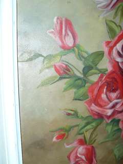   PINK ROSE OIL PAINTING ~ GORGEOUS SHABBY ROMANTIC ROSES  
