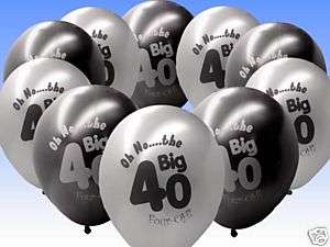 20 Black Silver 40th Birthday 11 Pearlised Balloons  