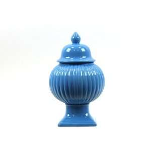 Urban Trends 21083 / 21084 Light Blue Bunker Ceramic Jar with Lid Size 