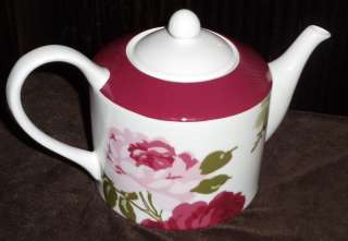 222 Fifth Summer Rose Pattern Teapot ~ Bone China ~ New ~ Free 