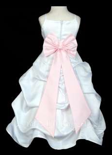 Pink Satin Pageant Pickup Flower Girl Dress sz 8  