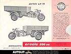 1958 Moto Guzzi 500 3 Wheel Motorcycle Truck Brochure