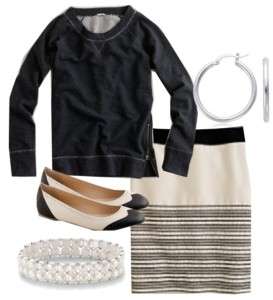 NEW J CREW Horizon Stripe Pencil Skirt White 00/0/2/4/6/8/10/12 $138 