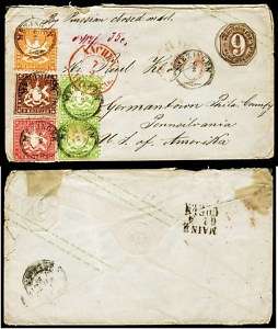 German 1862 Wurttemberg Multi Frank Stamp Cover To USA  