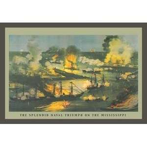  Vintage Art Splendid Naval Triumph on the Mississippi 