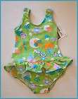 FLAP HAPPY Girls 12 Months One Piece Swimsuit NWT Skirt Green Pink 