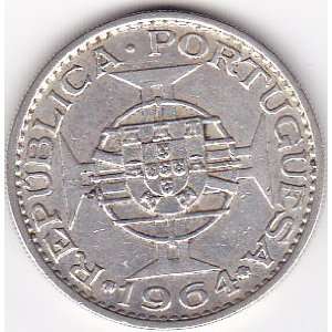  1964 Timor (Former Portugese Colony) 10 Escudo Silver Coin 