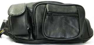 Black Leather Fanny Pack Waist Camera Cell Phone Holder  
