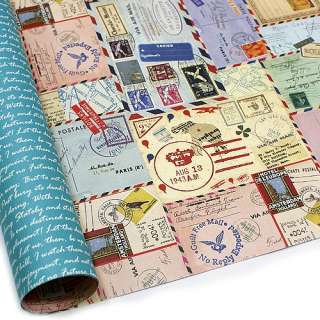 Post Stamp Double sided Gift Wrapping Paper 5 Sheets  