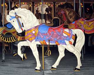 Dallas John, White Mount, Original Art serigraph carousel horse SUBMIT 