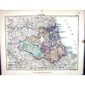  Stanford Antique Map 1885 Durham England Hartlepool 