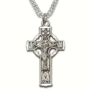 com Sterling Silver Engraved Celtic Crucifix Necklace Celtic Jewelry 