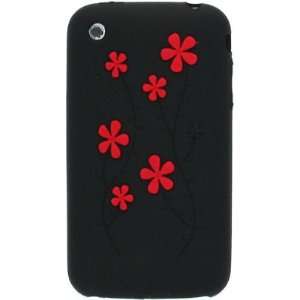  iPhone flower silicone skin case cover 3g 3gs BLACK 