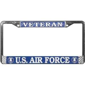 Air Force Veteran Chrome License Plate Tag Frame