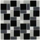   View Block Black/White Glass Mosaic Tile (Case of 20)  