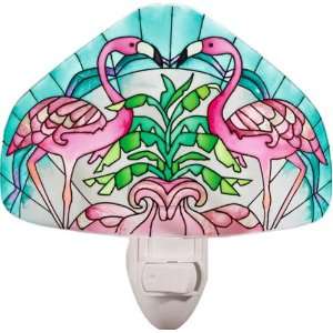 Joan Baker Designs NL1036 Tiffany Flamingos Art Glass Night Light, 4 1 