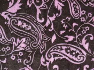 BROWN PINK PAISLEY FLORAL MINKEE MINKY SEW FABRIC 30x36  