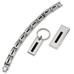  Stainless Steel Enameled Bracelet Money Clip and Key Chain 