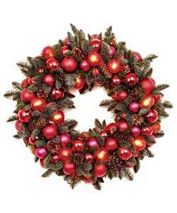 Holiday Glass Ball Wreath with Lights  