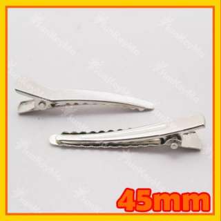 50 X 45MM Alligator Clips Teeth Hair prong Silver HC026  