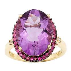 14 KY Gold Diamond and Amethyst Ring (0.07 TDW)  