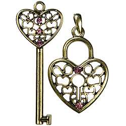 Modern Romance Antique Gold Lock/ Key Pendants (Pack of 2)   