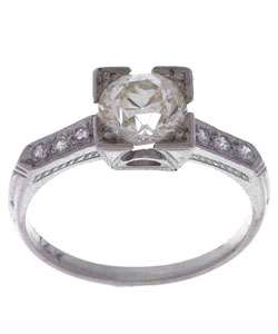 Platinum Old Mine Cut Diamond Antique Wedding Ring (M,SI1)   