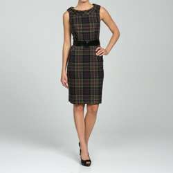 Connected Apparel Womens Sleeveless Plaid Dress  