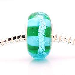    inspired Glass Aqua Blue Foil Charm Beads (set of 2)  