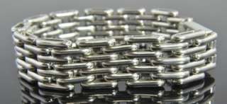   Vintage Sterling Silver 925 Wide Chain Link Artisan Bracelet Heavy