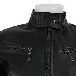Ashley Womens Faux Leather Zip up Jacket  