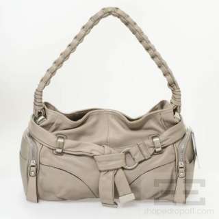 Makowsky Taupe Leather Woven Handle Handbag NEW  