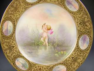 ADORABLE SUPERB LIMOGES HAND PAINTED CUPID CHARGER  